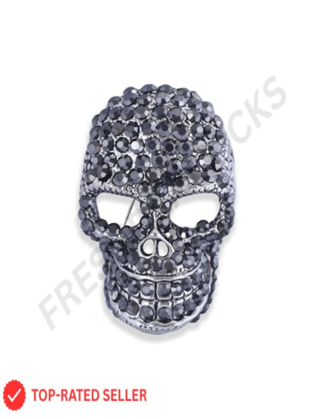 Skull Brooch Pin Crystal Rhinestone Alloy Halloween Costume Accessory